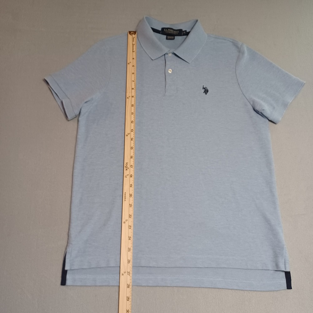 US Polo Assn Mens Ultimate Pique‎ Polo Shirt Light Blue Heather Size M 11879929 - Picture 4 of 12